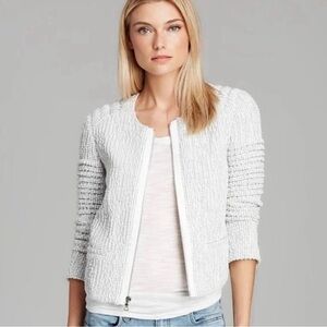 Elizabeth & James Bronco Tweed White Black Blazer Jacket Size M